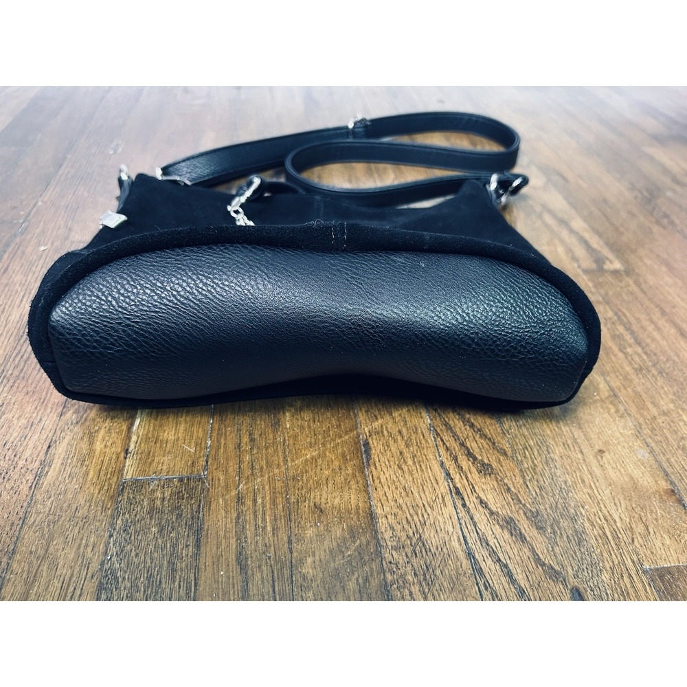 Nino Louise Black Suede Leather Purse Crossbody Timeless - Picture 2 of 12
